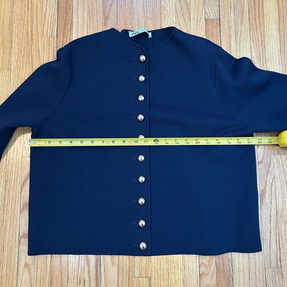 Zara Dark Academia Minimal Blue Knit Cardigan With Gold Buttons - Picture 8 of 9
